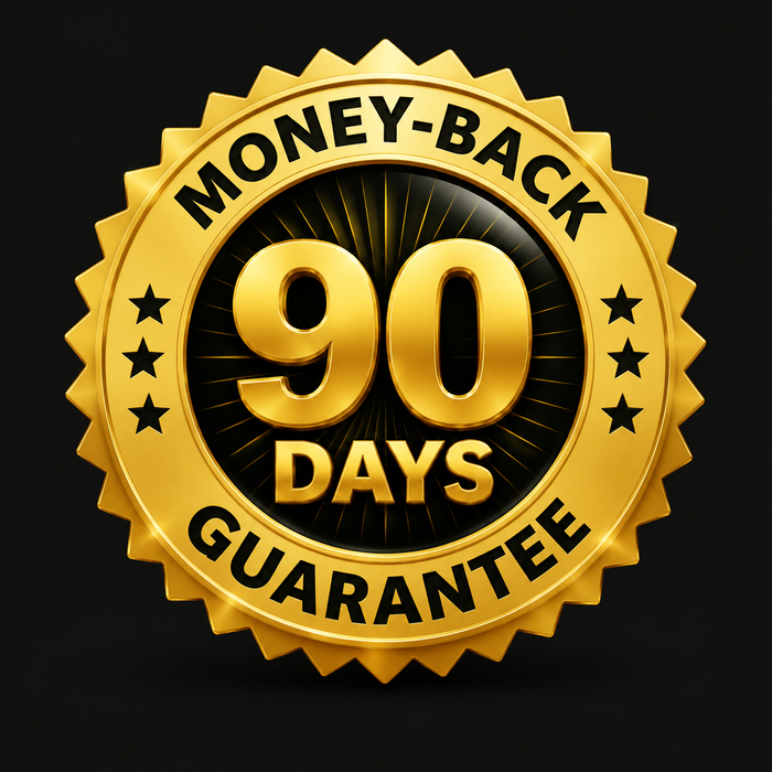 90-day money-back guarantee seal